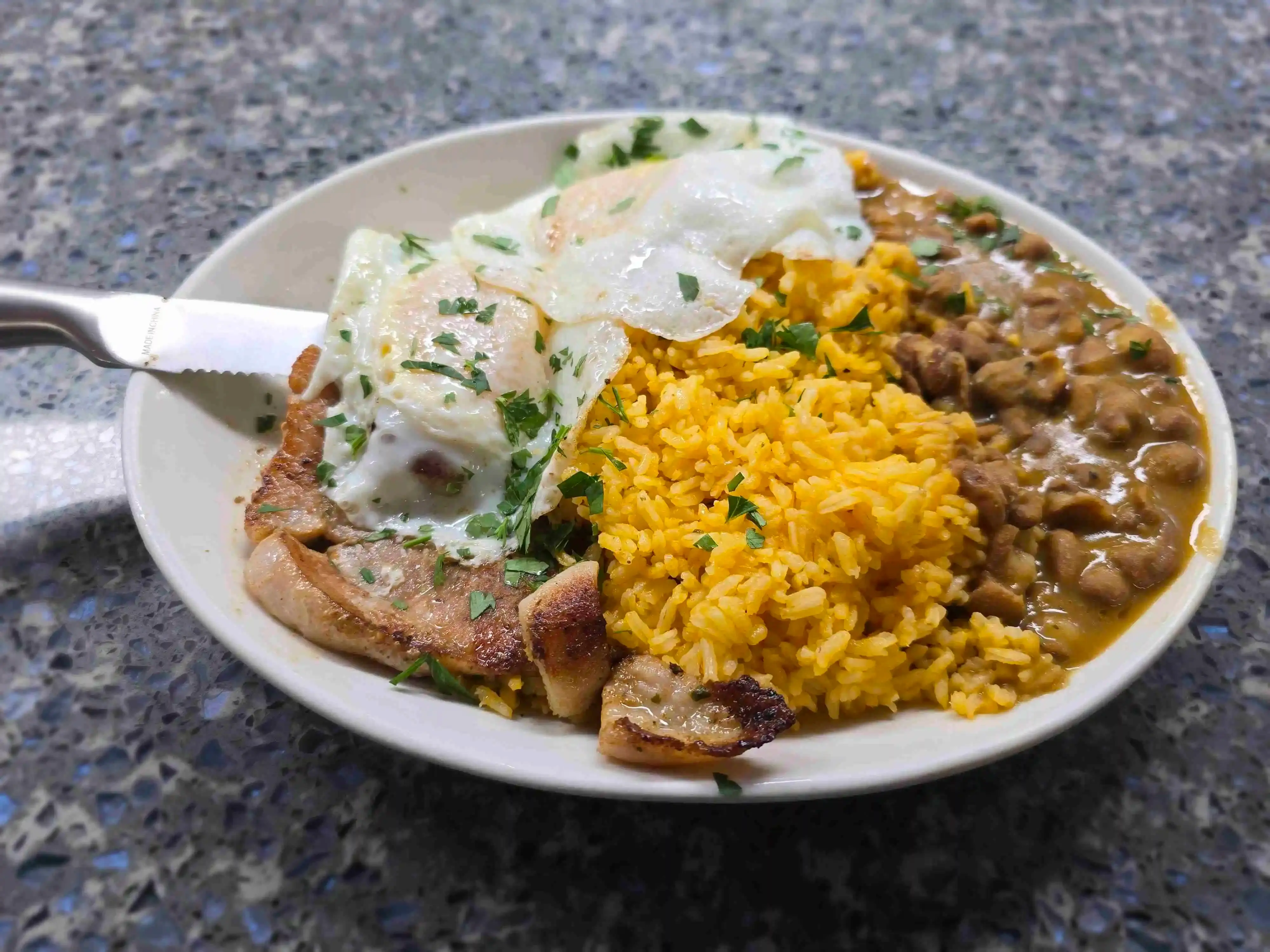 Grilled Pork & Eggs Plate